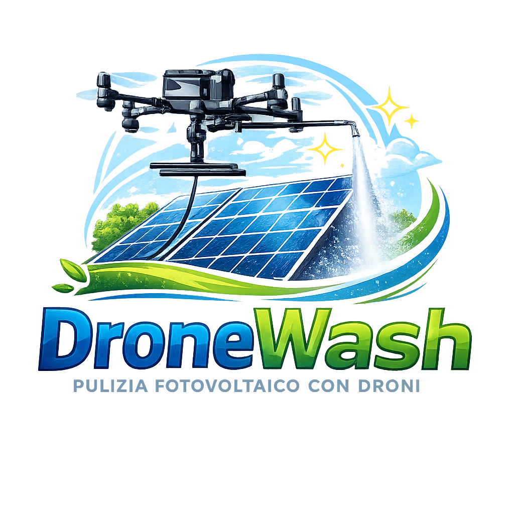 Logo DroneWash per lavaggio pannelli fotovoltaici con droni